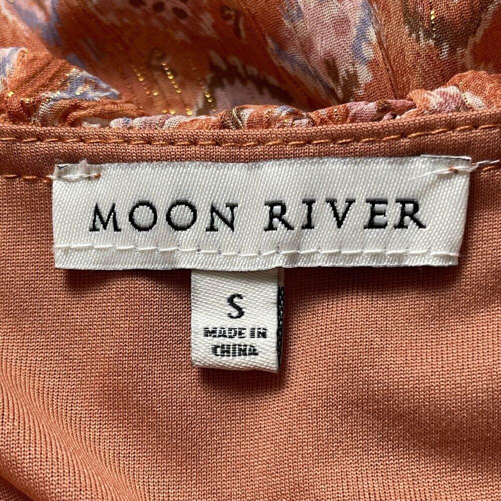 Moon River Anthropologie Maxi Dress Small Long Sleeve Ruffle V‑Neck Tiered Boho - Picture 10 of 12